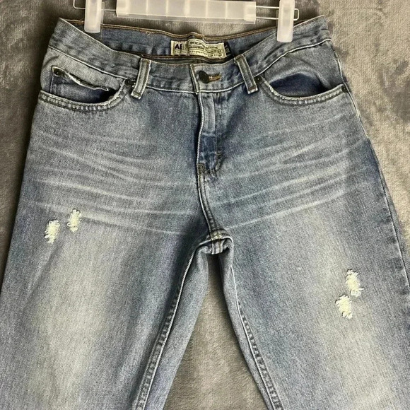 American Eagle Womens 6 Fray Hem Bootcut Jeans Mid Rise Distressed Boho 70s Y2K - Picture 3 of 11